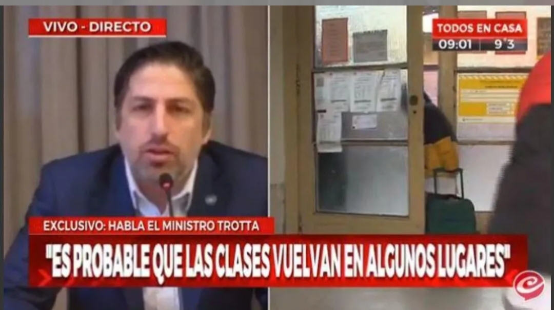 Trotta dijo que evalúan que las clases vuelvan antes de lo previsto Trotta dijo que evalúan que las clases vuelvan antes de lo previsto