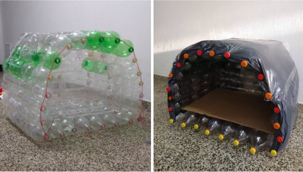 Una rosarina recicla botellas para armar cuchas para animales callejeros y donarlas Una rosarina recicla botellas para armar cuchas para animales callejeros y donarlas