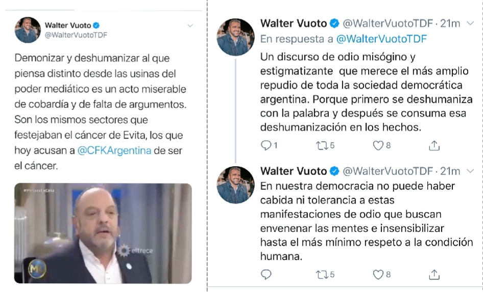 WALTER VUOTO REPUDIÓ EL ATAQUE A LA VICEPRESIDENTA CRISTINA FERNÁNDEZ DE KIRCHNER