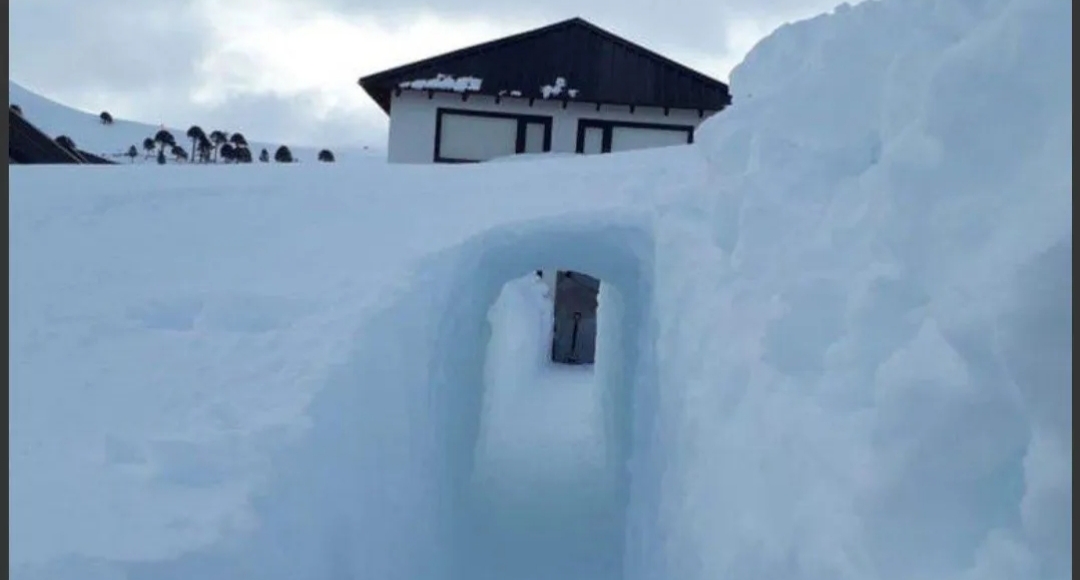Neuquén: construyó un túnel en la nieve para poder salir de su casa Neuquén: construyó un túnel en la nieve para poder salir de su casa