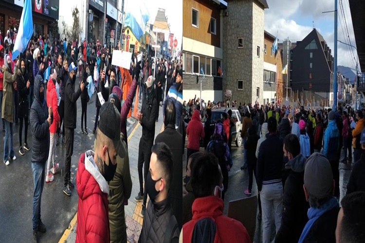 Masiva movilizacion anticuarentena en Ushuaia
