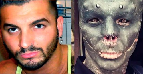 Un hombre quiere parecerse a un alien: se sacó la nariz y se tatuó los ojos