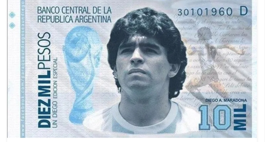 Lanzan campaña para que el Gobierno emita un billete de $10.000 con la imagen de Diego Maradona Lanzan campaña para que el Gobierno emita un billete de $10.000 con la imagen de Diego Maradona