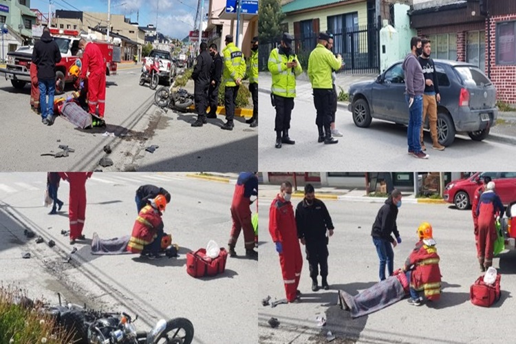 Choque entre auto y motociclista en Ushuaia Choque entre auto y motociclista en Ushuaia